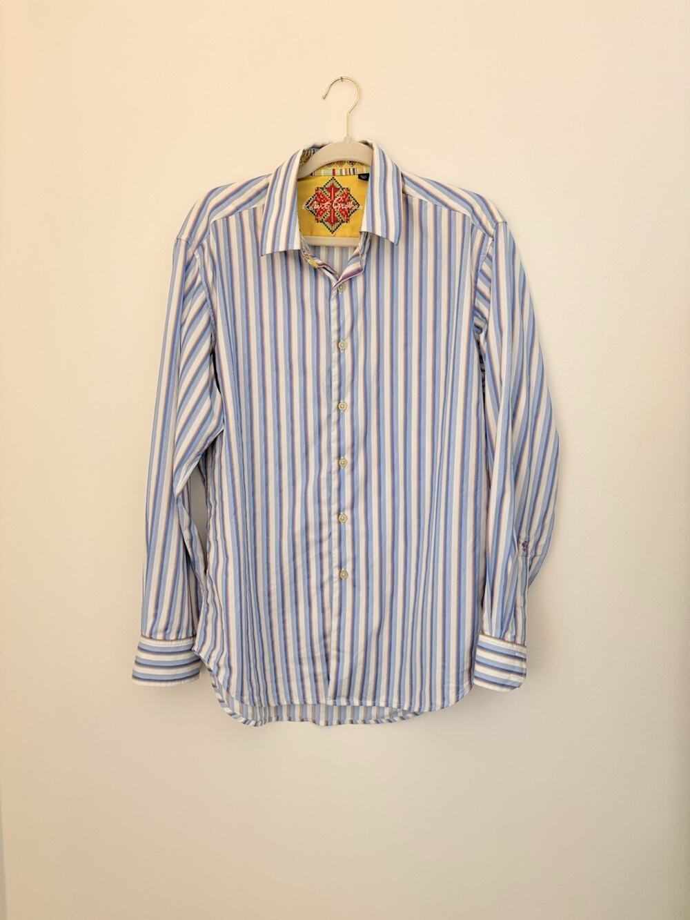 Robert Graham Men's Long Sleeve Blue Striped Button Up Shirt Men’s Size Medium
